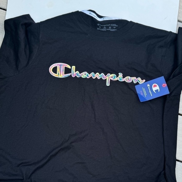 Champion Plus Classic Tee, Brush Stroke Script Logo Black 2X - Picture 8 of 9